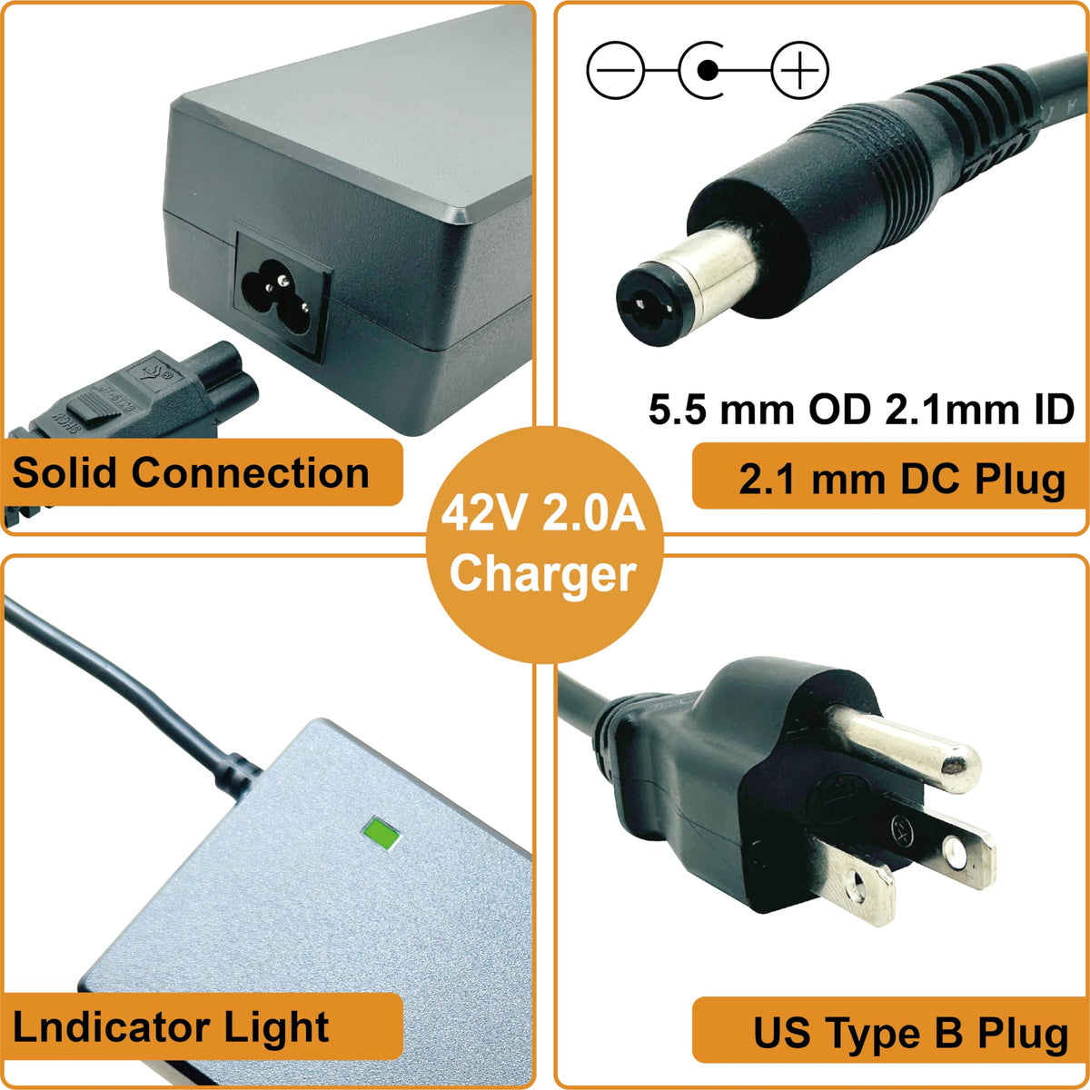 36V 2A Lithium Battery Charger with DC2.1 Connector N1880