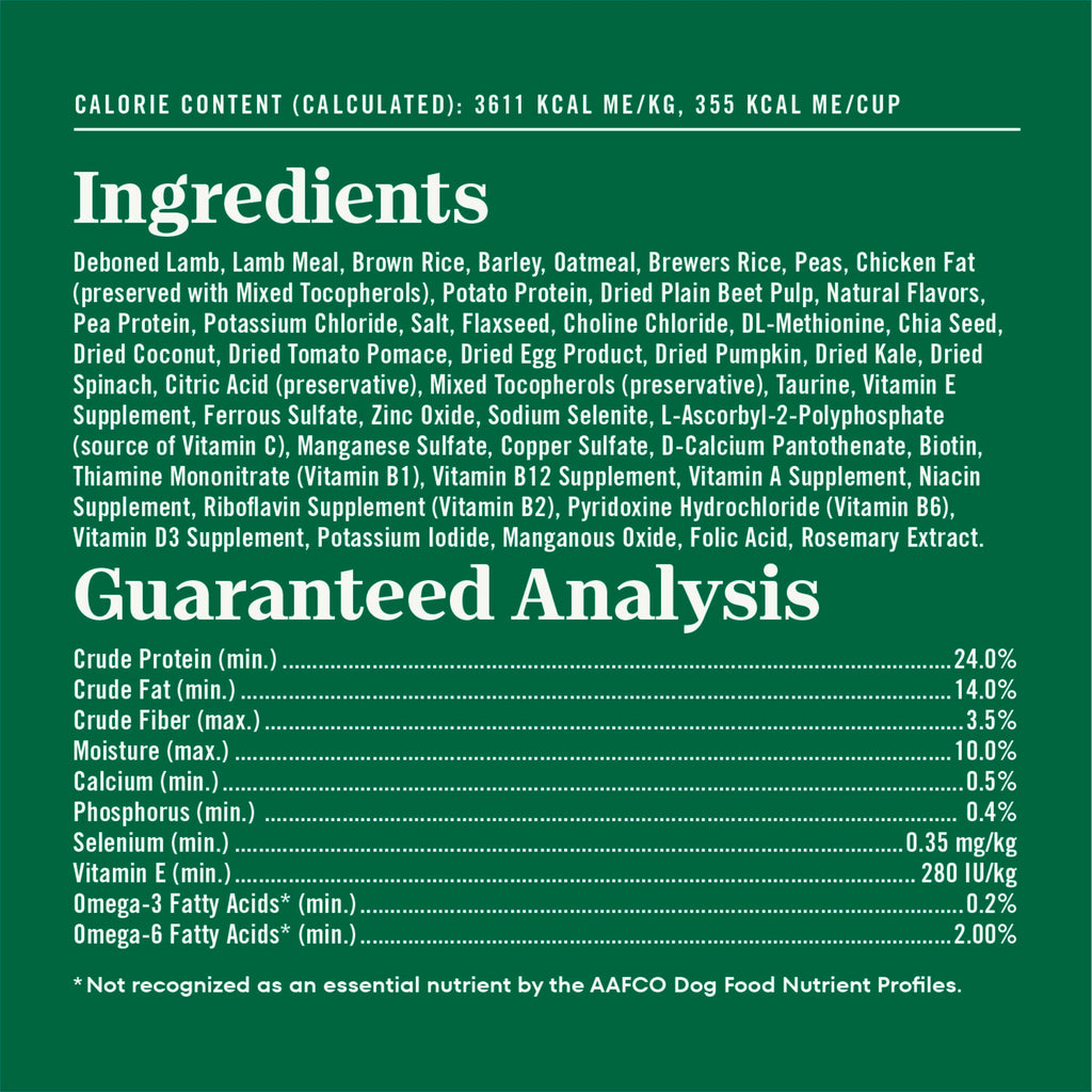 Adult Dry Dog Food, Lamb & Brown Rice Recipe, 36 lb O8950