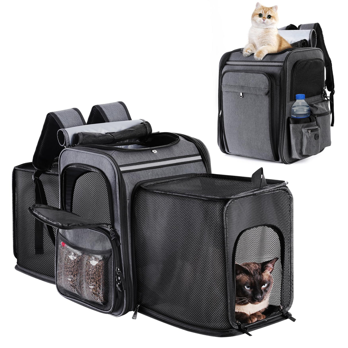 Double Side Expandable Cat Backpack Carrier with Breathable Mesh D5566