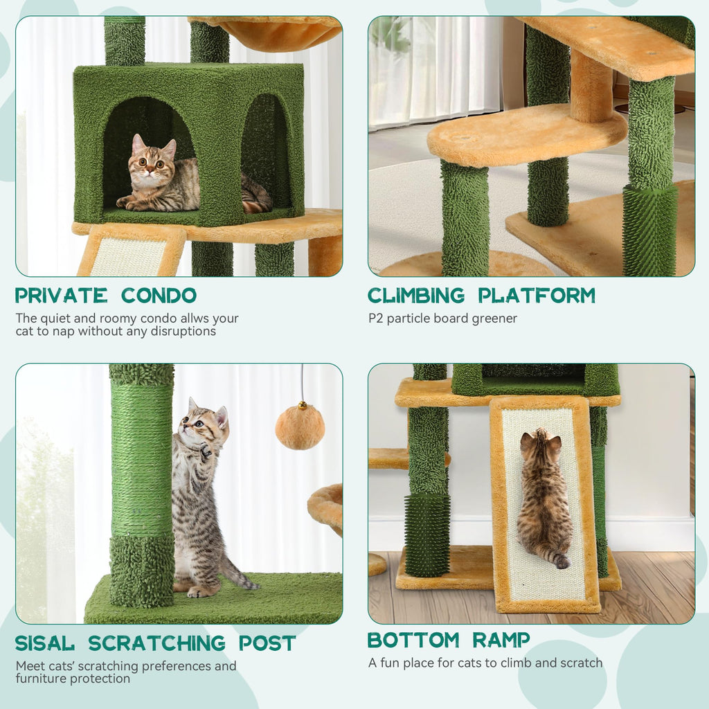 Tall Cat Tree Tower with Leaves Z9607