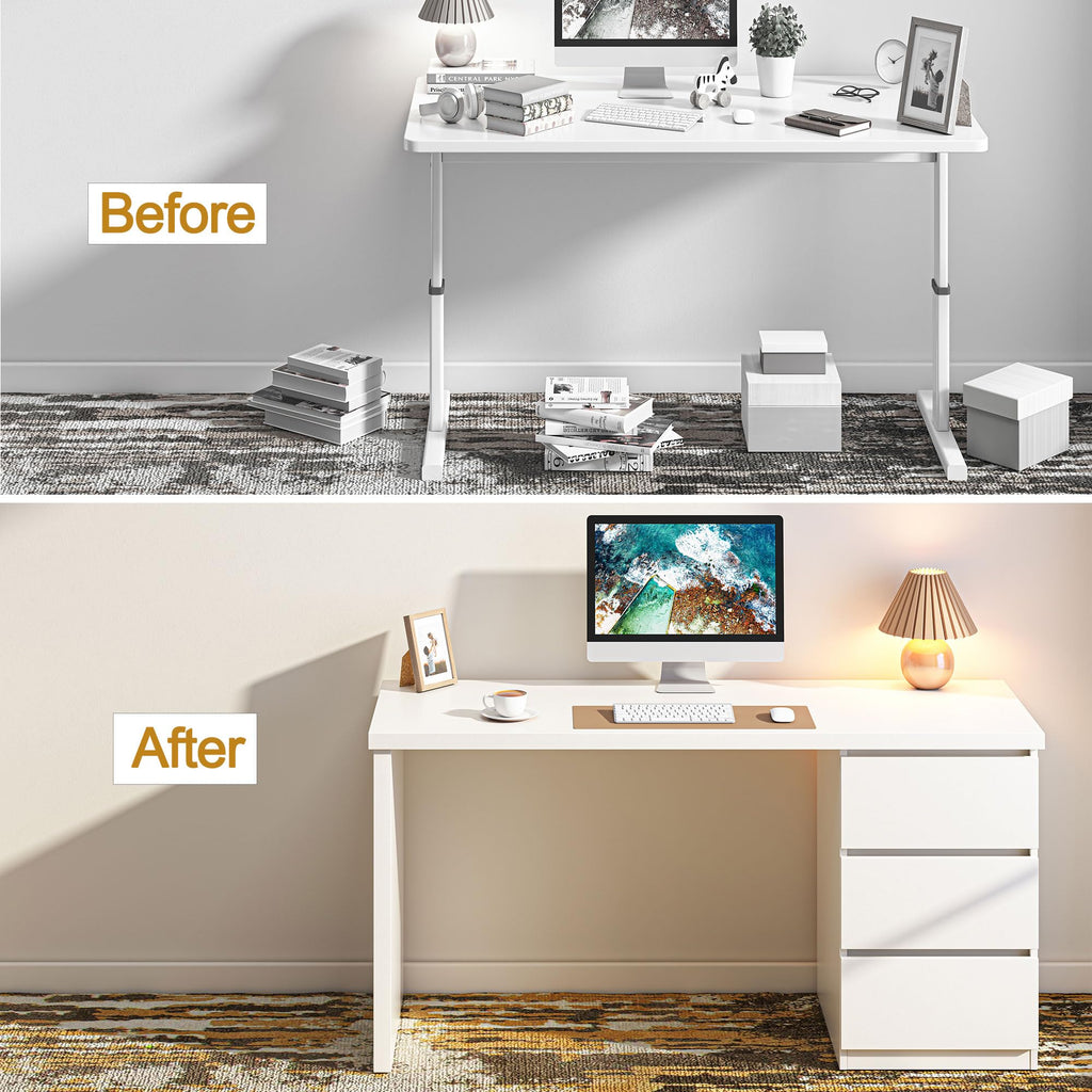 White Desk with Drawers I5208