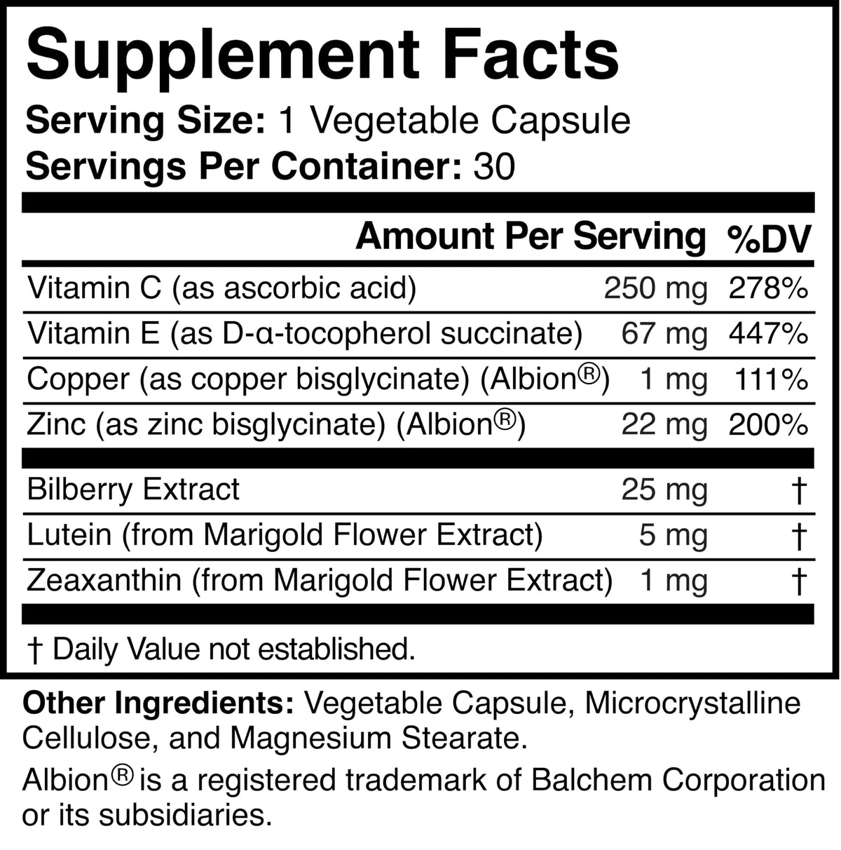 Natural Eye and Vision Support Supplement, Vegan, Gluten-Free B1408