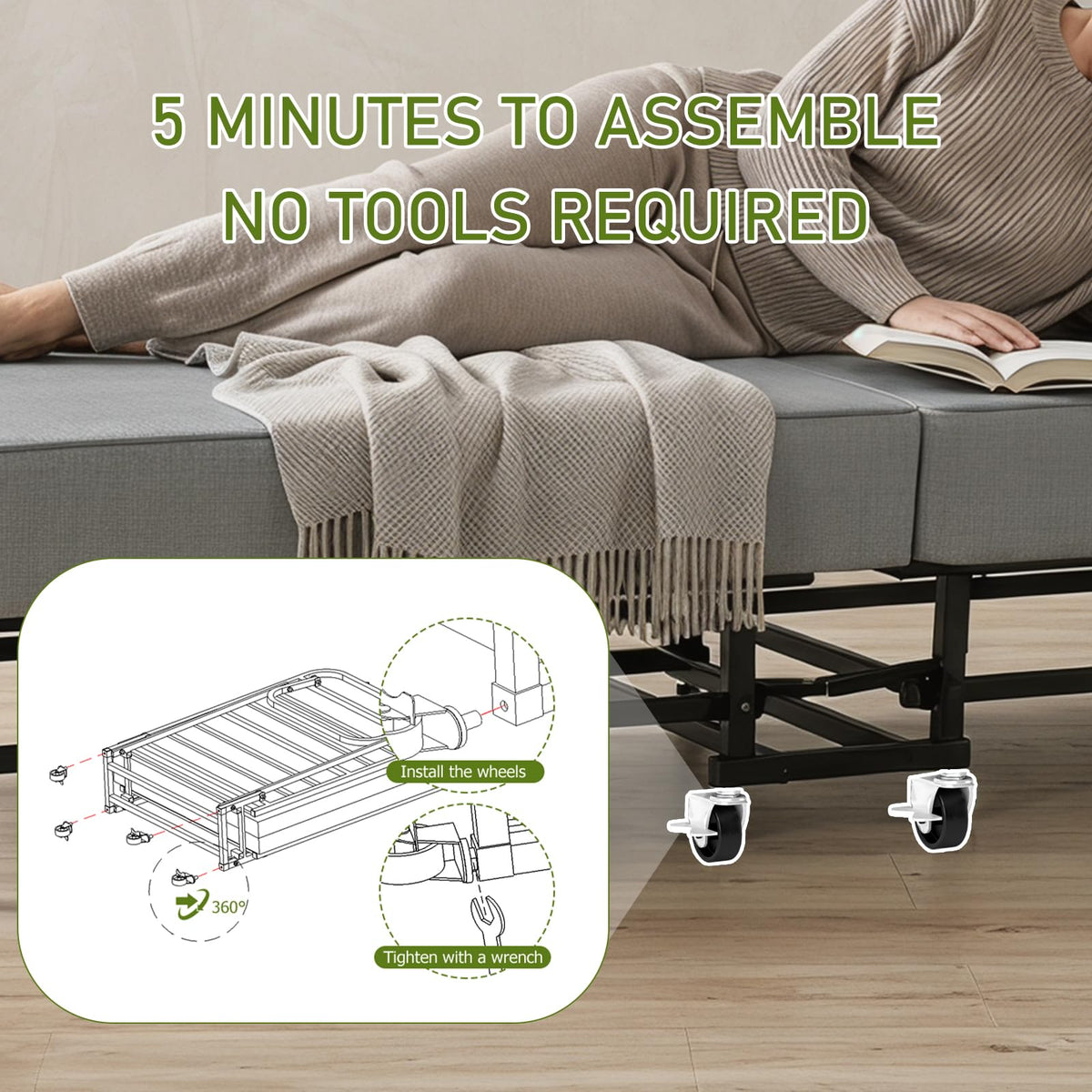 Folding Bed on Wheels I5996