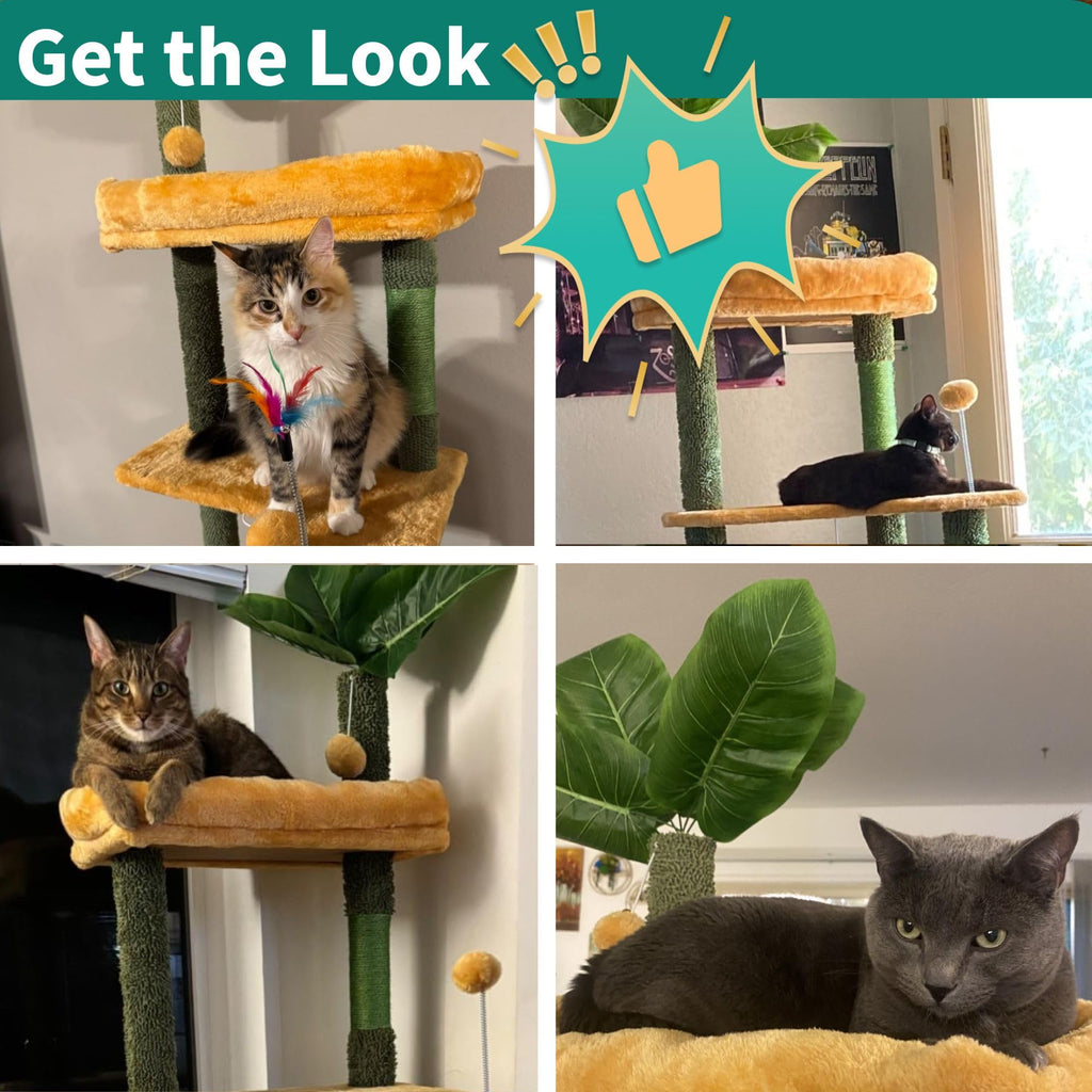 Tall Cat Tree Tower with Leaves Z9607