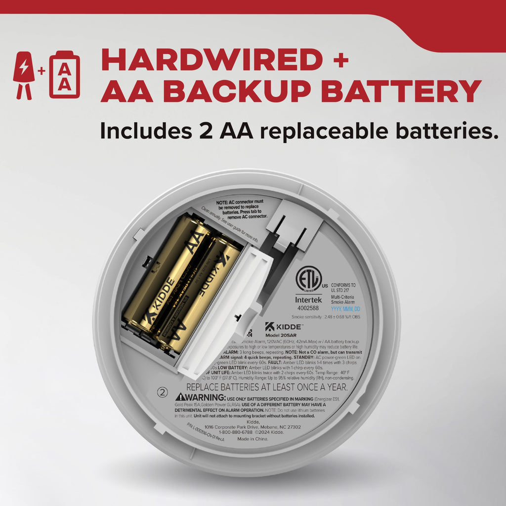 Smoke Detector, Hardwired with AA Battery Backup, 3 Pack X42994