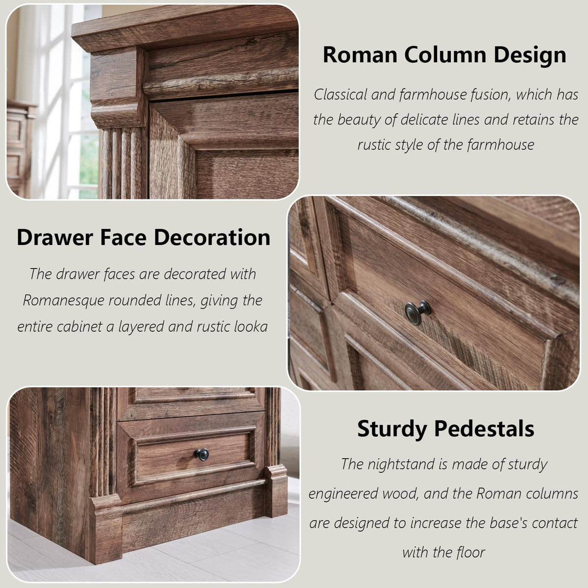 26" Tall 3 Drawer Light Brown Nightstand P96102