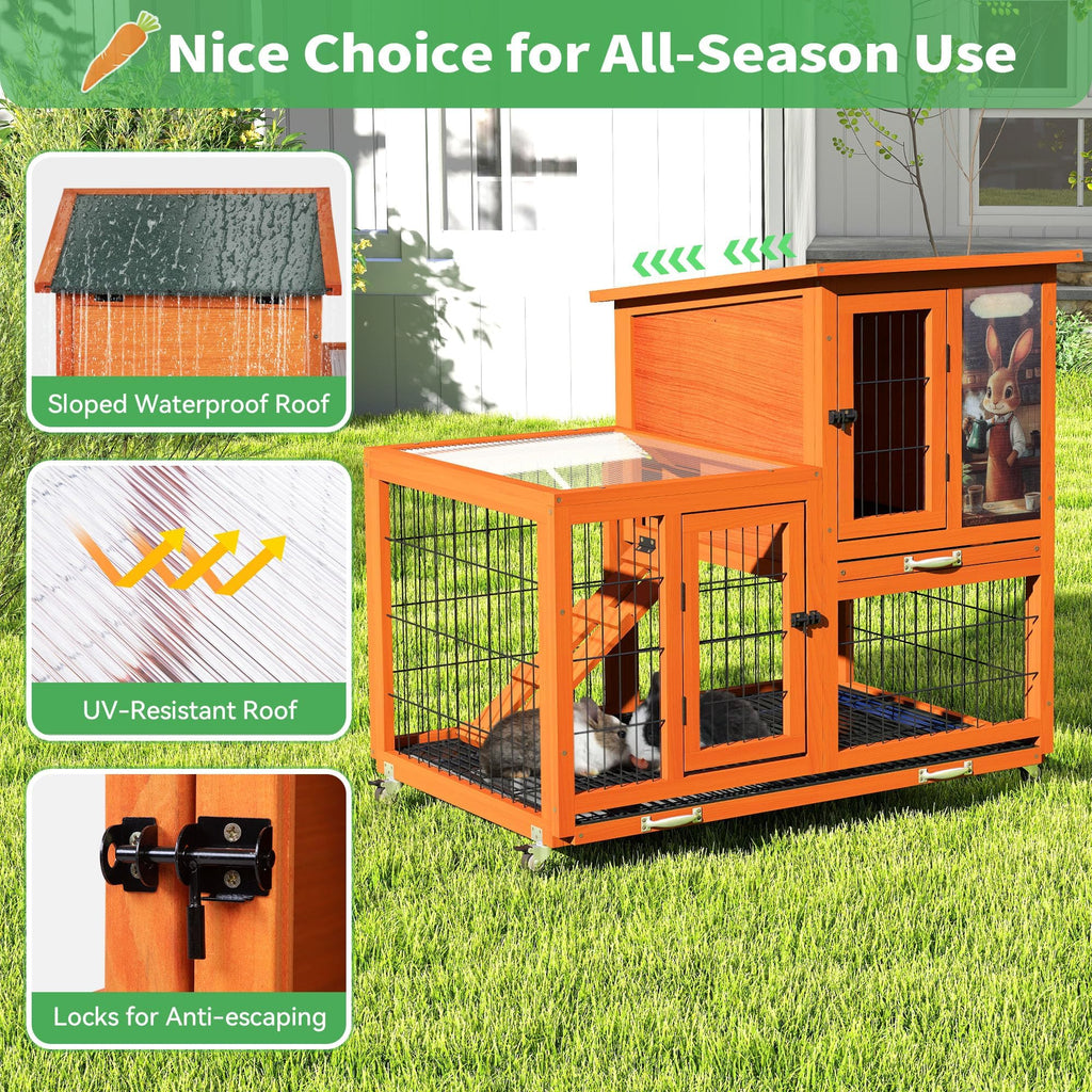 Rabbit Hutch with Wire Floor & Removable Tray S6234