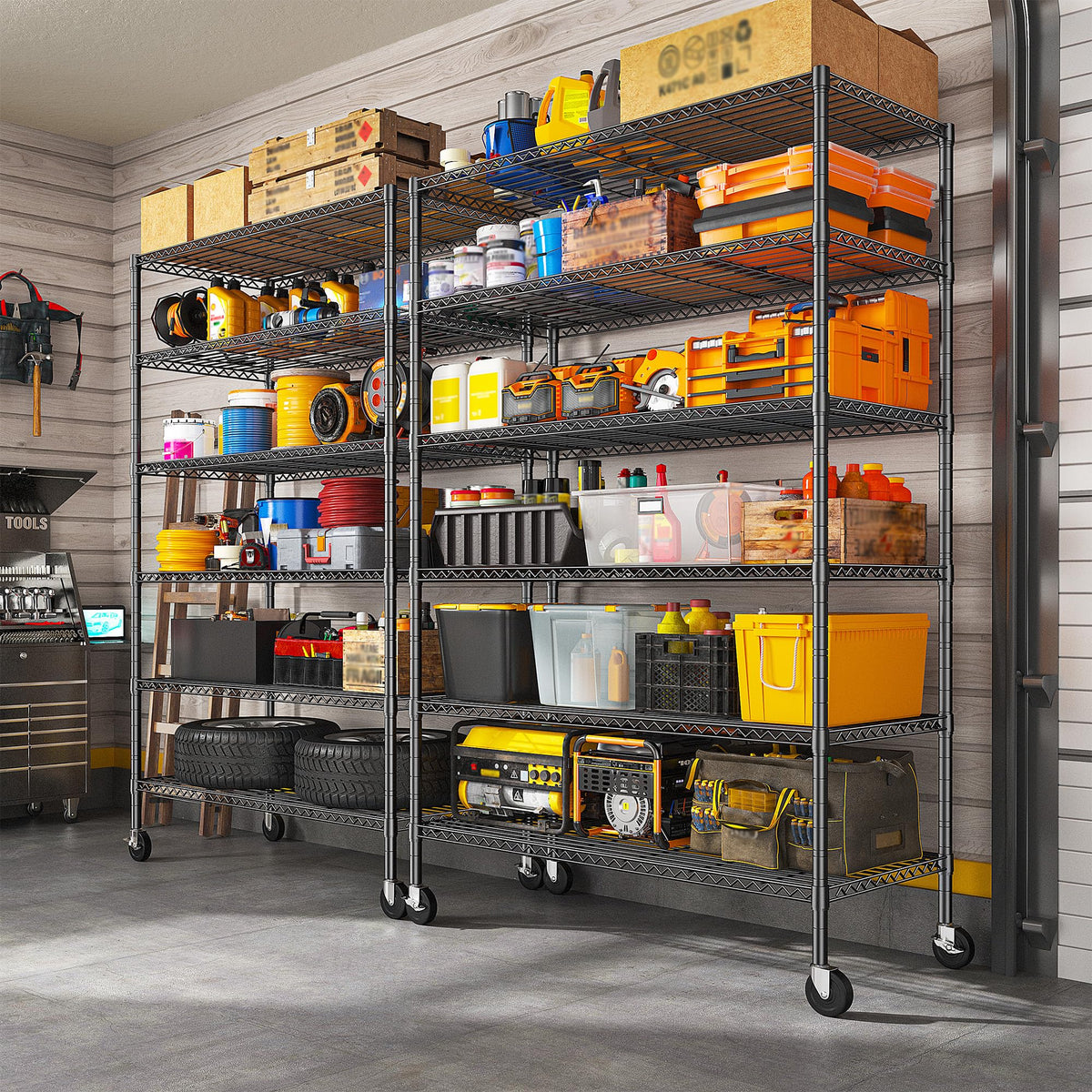 82" 6-Tier Adjustable Storage Shelves with Wheels B10516