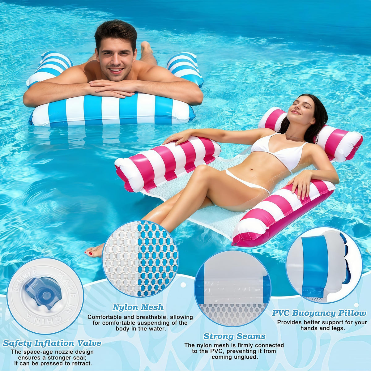 4 Pack Inflatable Pool Float Chair E8892