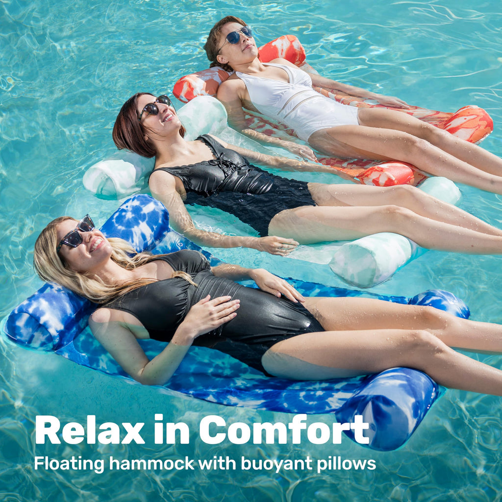 3 Pack 4-in-1 Inflatable Pool Floats Water Hammock Lounges D75006