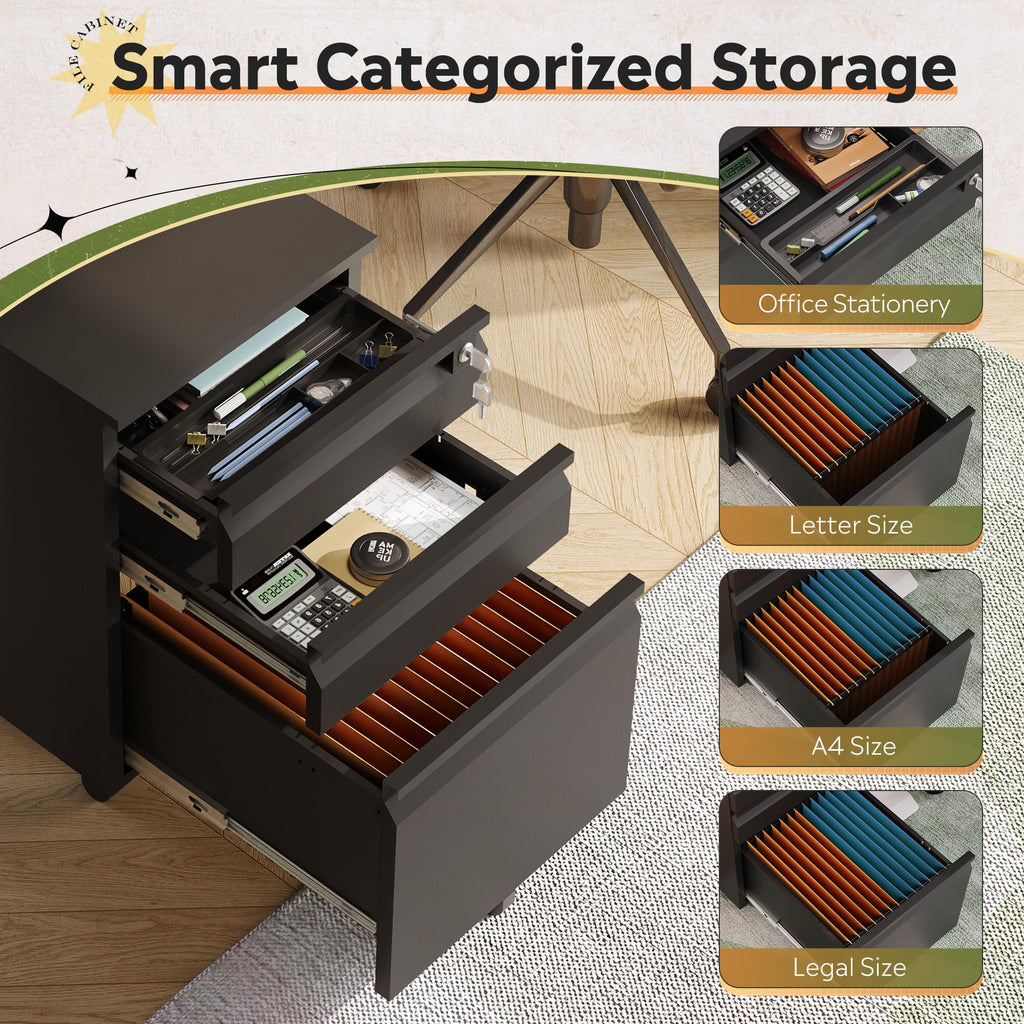 3 Drawer Mobile File Cabinet with Lock U919