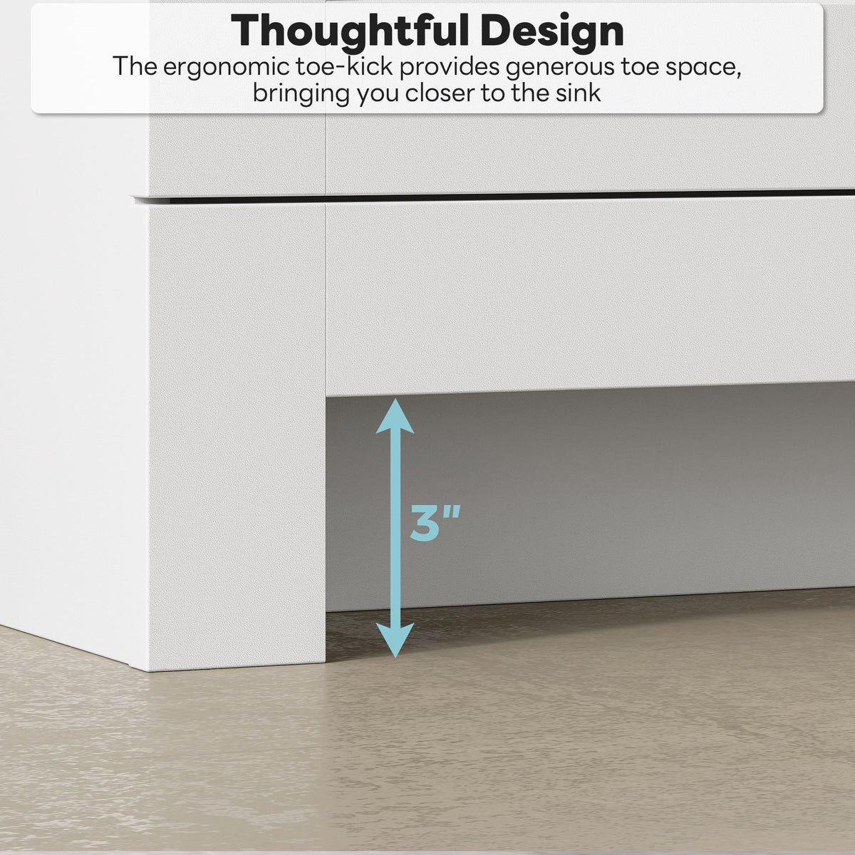 36" White Bathroom Vanity with Sink, 2 Soft-Close Drawers & Doors W307