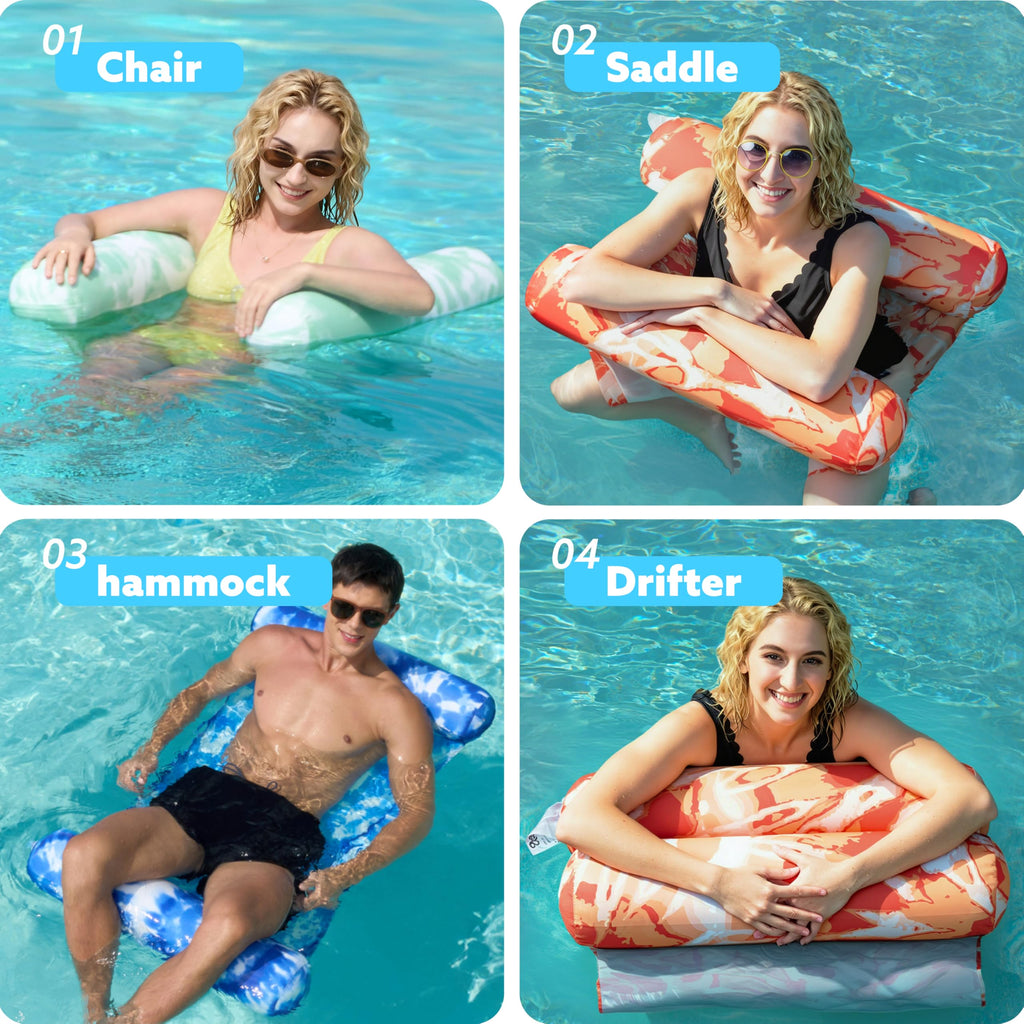 3 Pack 4-in-1 Inflatable Pool Floats Water Hammock Lounges D75006