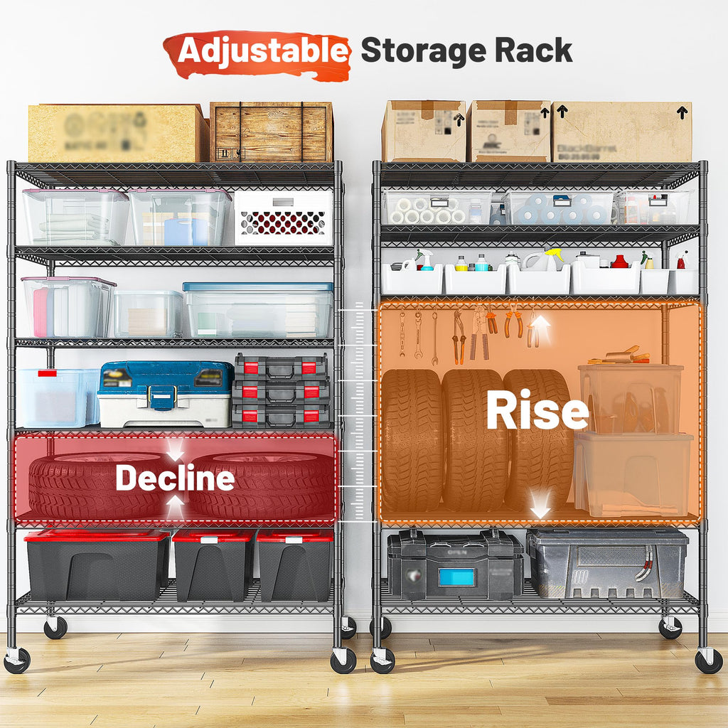 82" 6-Tier Adjustable Storage Shelves with Wheels B10516