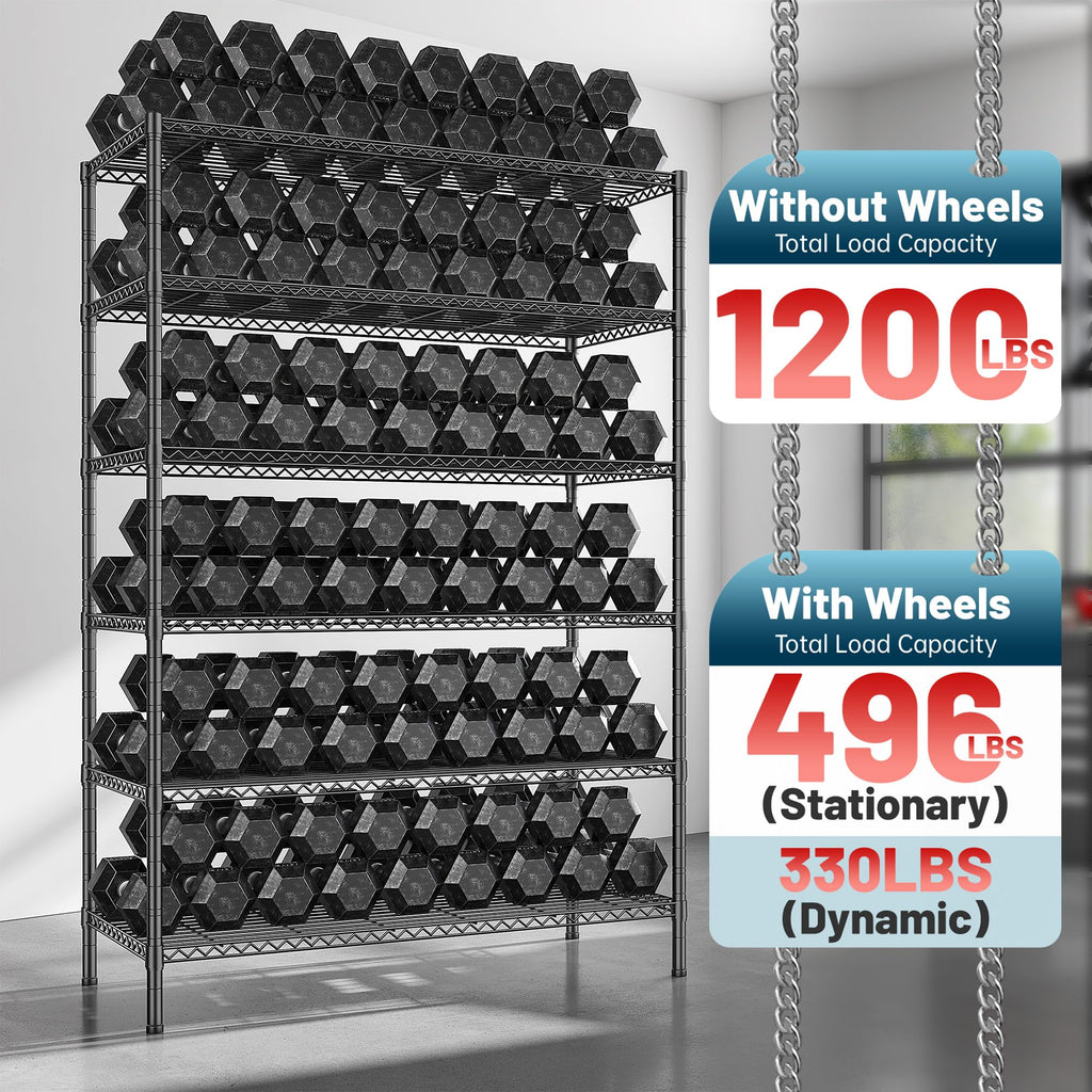 82" 6-Tier Adjustable Storage Shelves with Wheels B10516