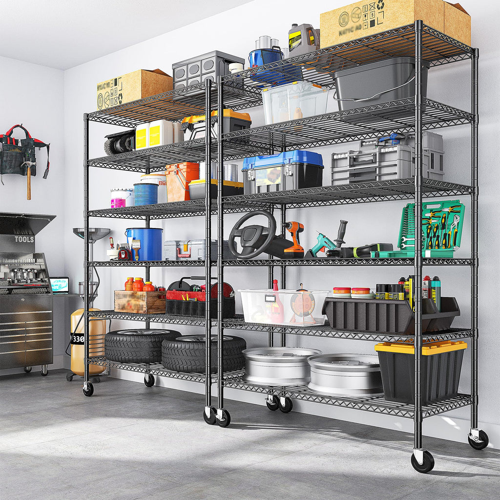 82" 6-Tier Adjustable Storage Shelves with Wheels B10516
