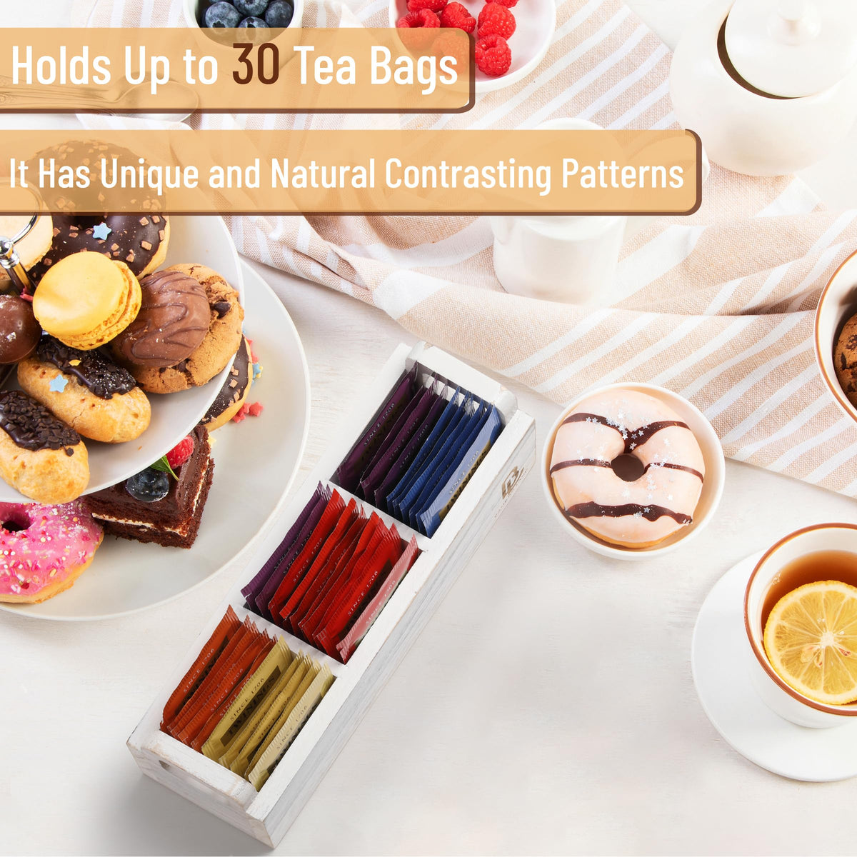 Wooden 3 Slot Tea Bag Organizer U963