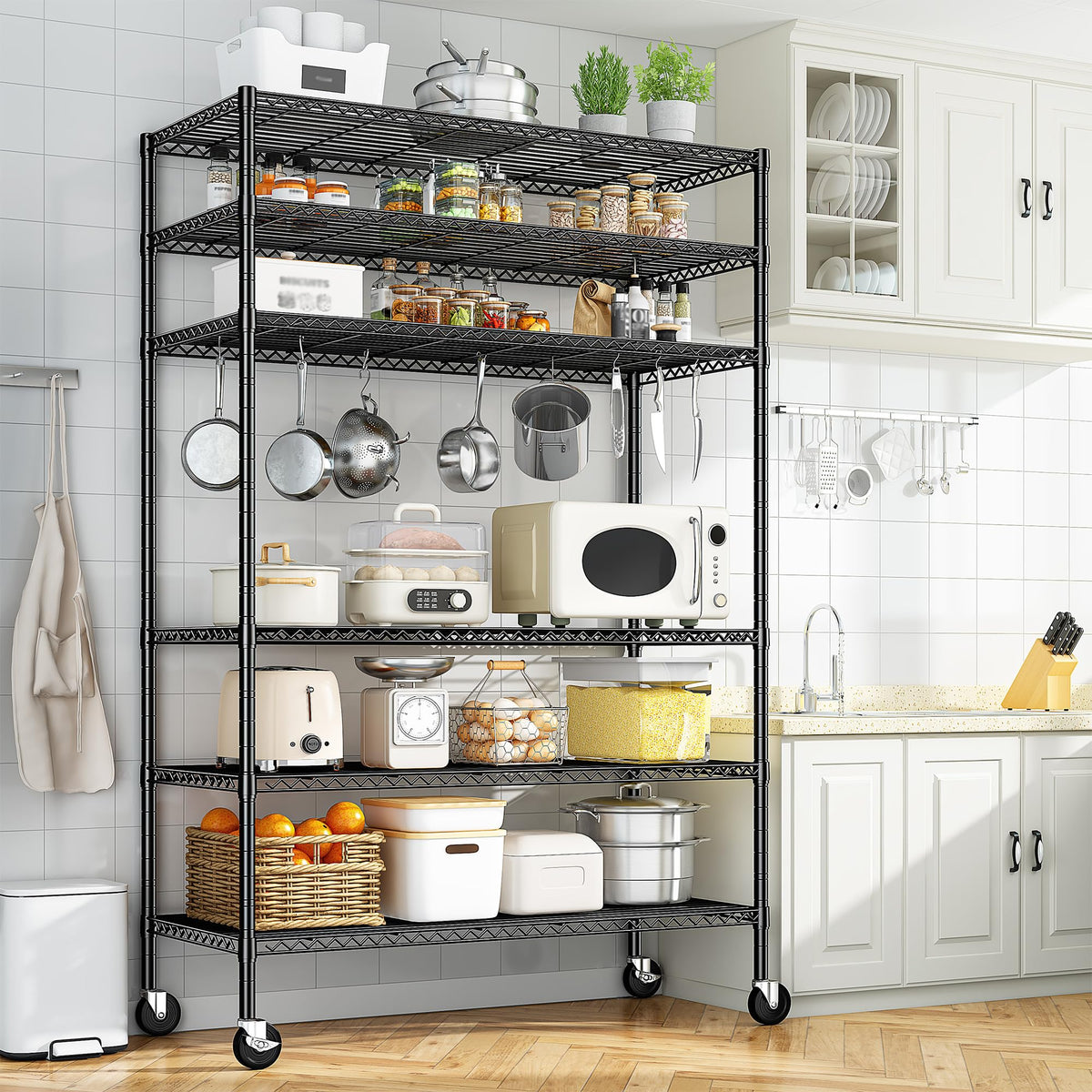 82" 6-Tier Adjustable Storage Shelves with Wheels B10516